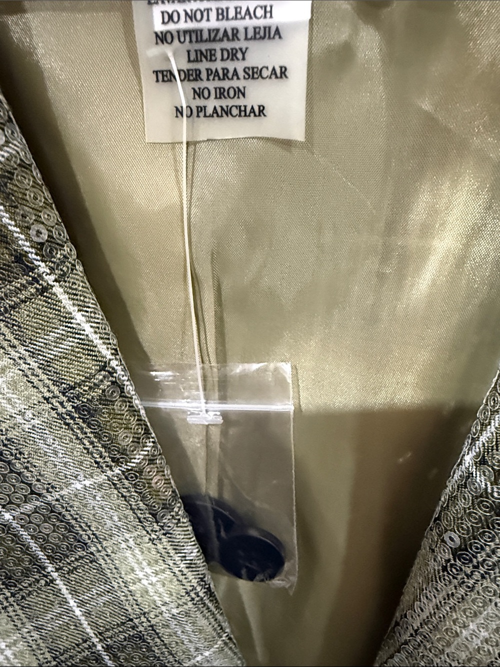 Sans Souci Green Plaid Blazer w/Sequins - Picture 5 of 7